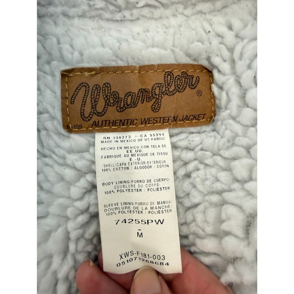 90's Vintage WRANGLER Sherpa Lined Denim Jacket Men's Trucker MEDIUM #0101 - Picture 16 of 16